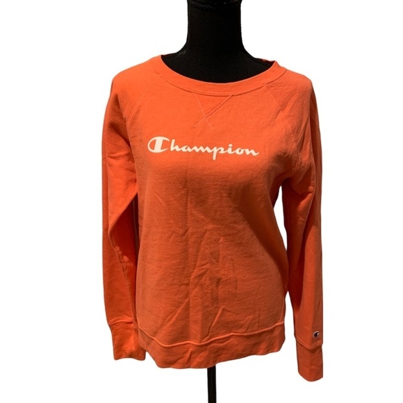 Champion Crewneck Pullover Sweatshirt Orange Small - Picture 1 of 7